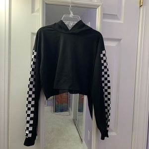 CROPPED CHECKERED HOODIE